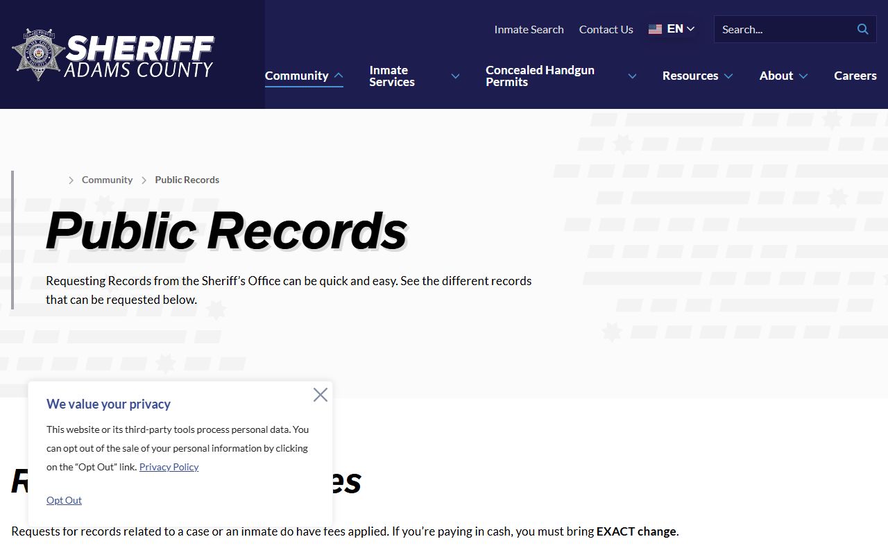 Adams County public records portal