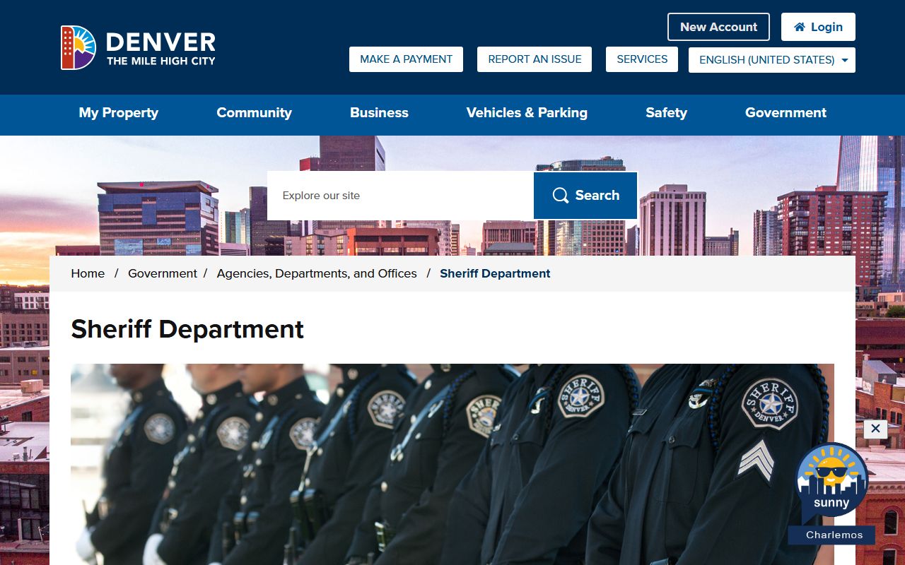 Denver Sheriff Department website showing warrant division information