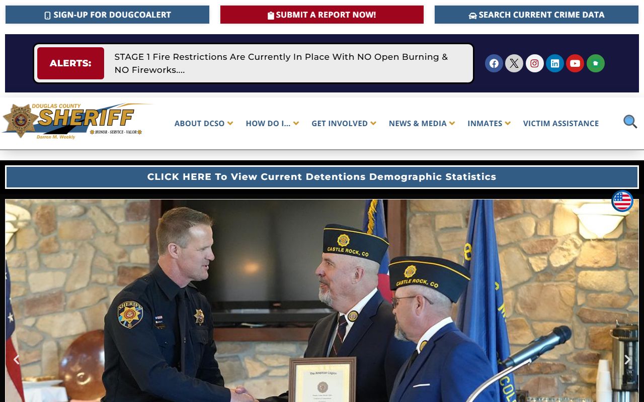 Douglas County Sheriff's Office website showing contact information